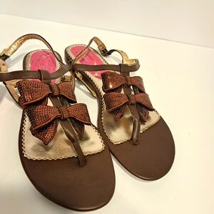 Poetic Licence Brown Sandals with Bow Accents Size 8
